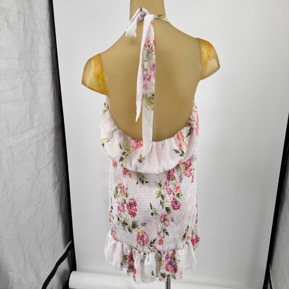 Guess Womens Floral Print Halter Dress size XL White & Pink - Picture 11 of 15